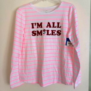 Arizona "I'm all Smiles" long sleeve girls' top XL 18.5 plus size. …